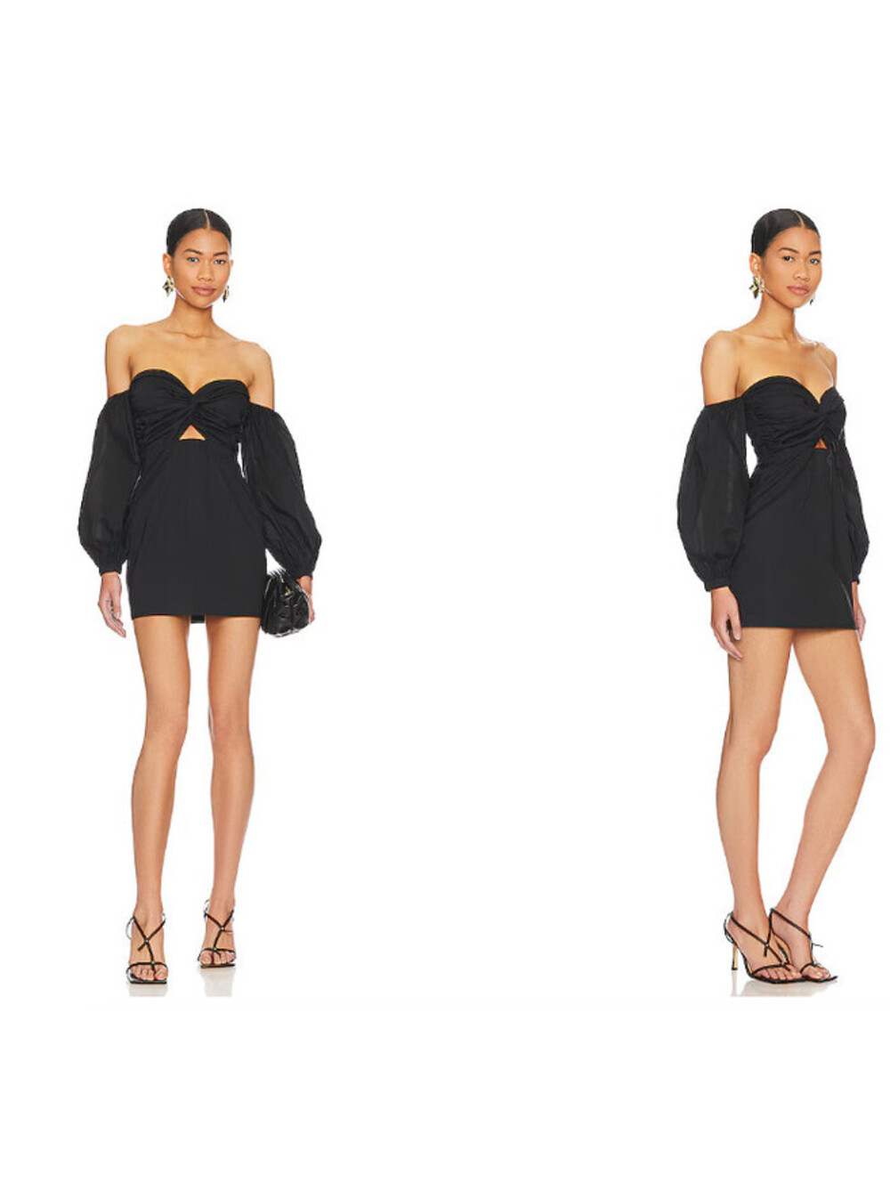 Superdown Flynn Ruched Sleeve Dress BLACK SIZE XS New $84msrp